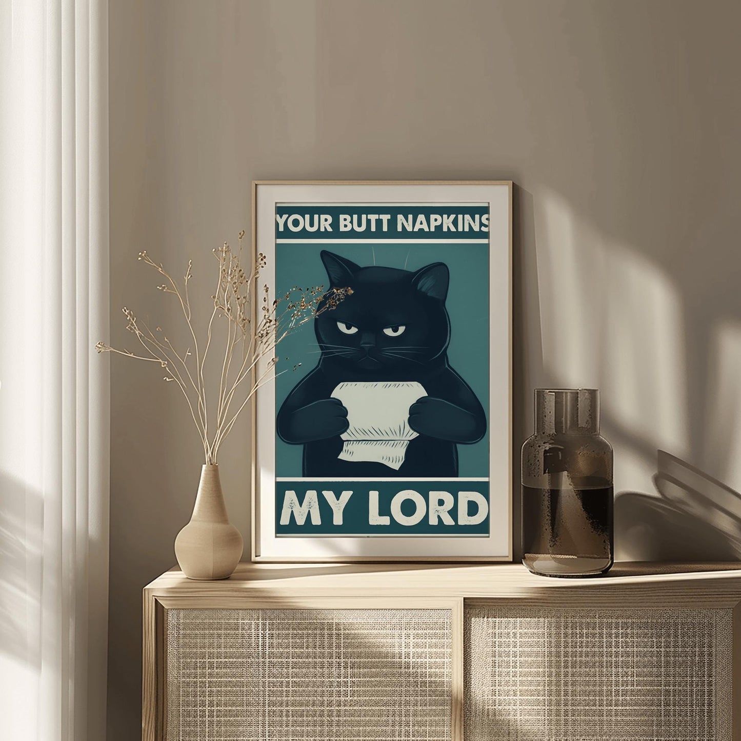 Funny Siamese Cat Art Print, Cat on Toilet Bathroom Decor, Quirky Pet Lover Gift, Humorous Reading Cat Poster, Unique Wall Art