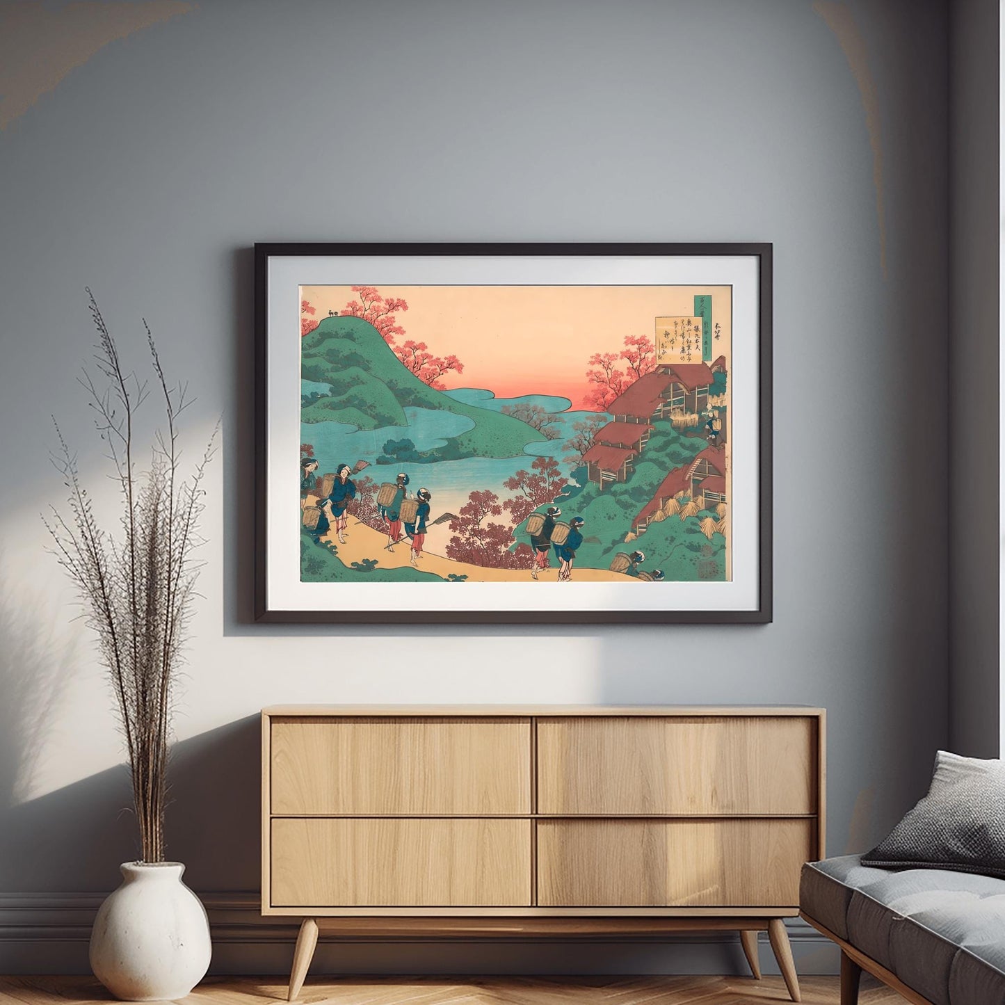 Katsushika Hokusai 'Surugacho' Print | Bustling Market Street with Mount Fuji | Japanese Ukiyo-e Woodblock Art | Edo Period Cityscape