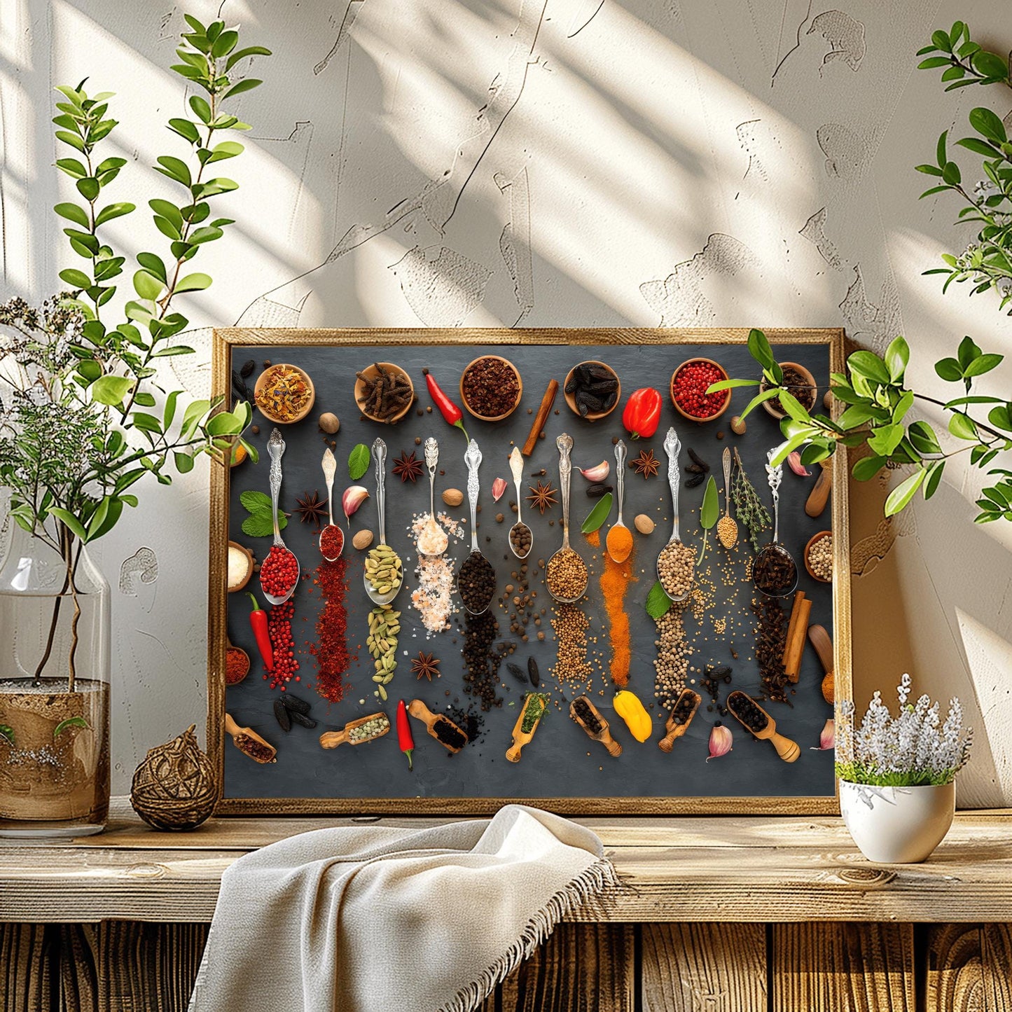 Colorful Spices and Herbs Art Print, Kitchen Decor Food Poster, Culinary Wall Art, Chef Gift, Gourmet Still Life Photography