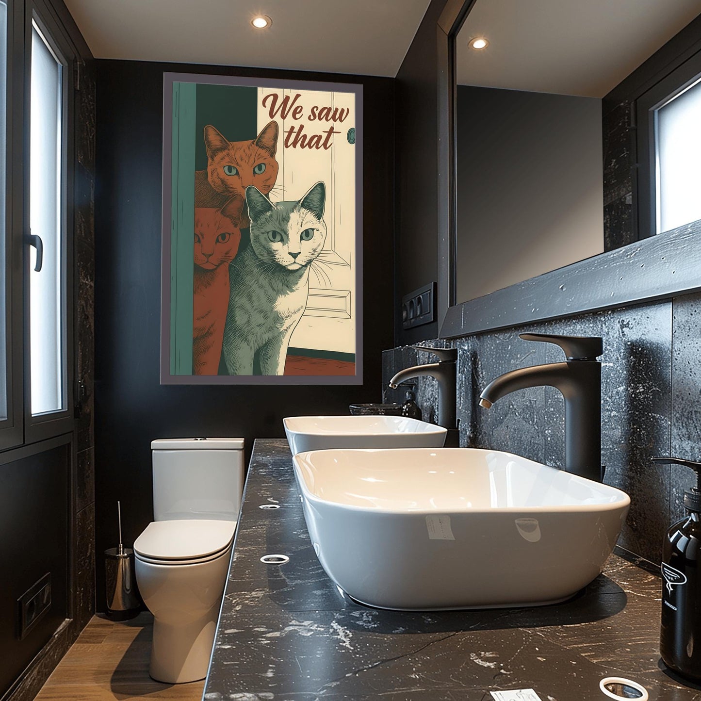 Funny Siamese Cat Bathroom Poster, Toilet Reading Cat Print, Humorous Pet Art, Quirky Home Decor, Cat Lover Gift, Bathroom Wall Art