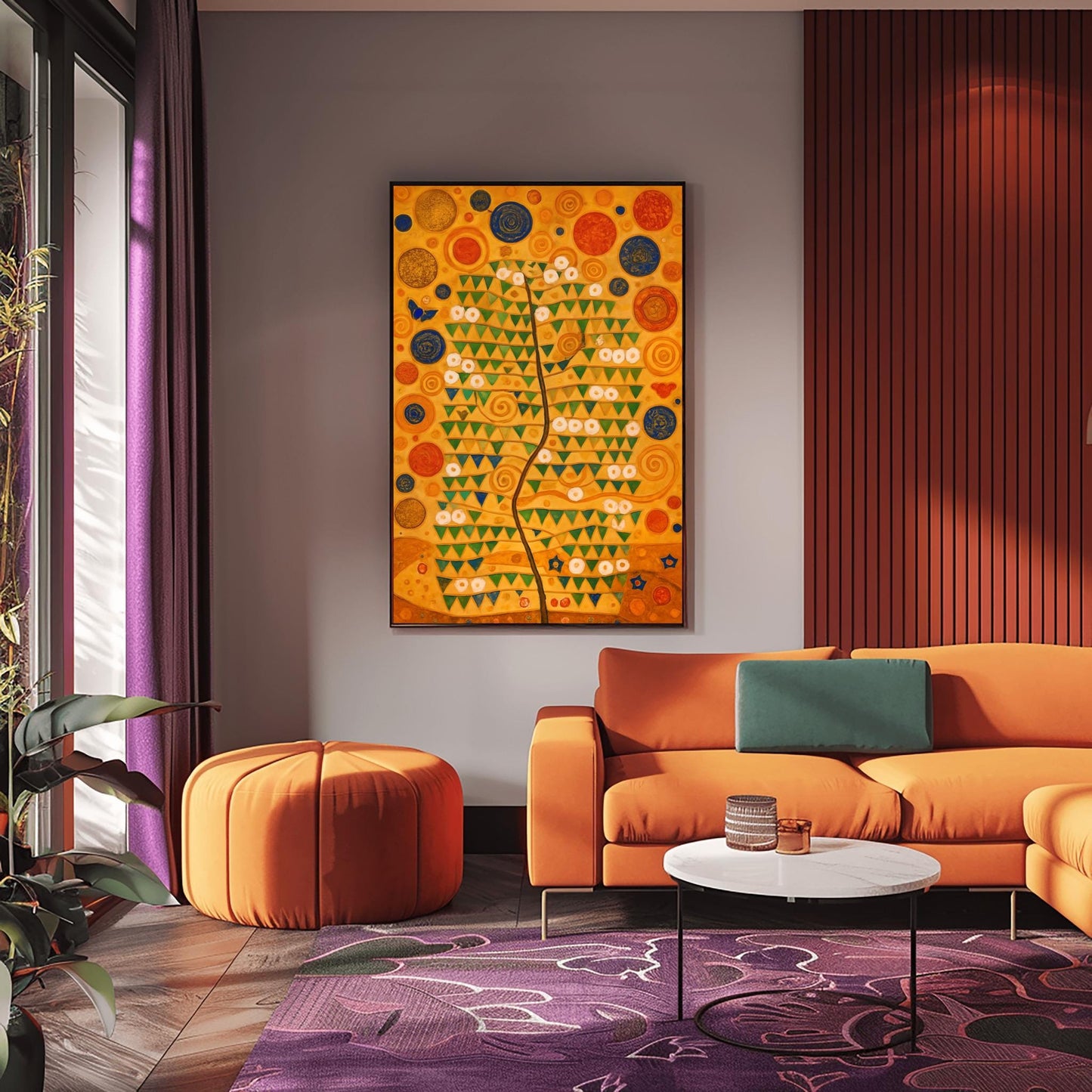 Gustav Klimt Tree of Life Poster, Art Nouveau Wall Decor, Golden Forest Print, Symbolist Whimsical Nature Painting for Home