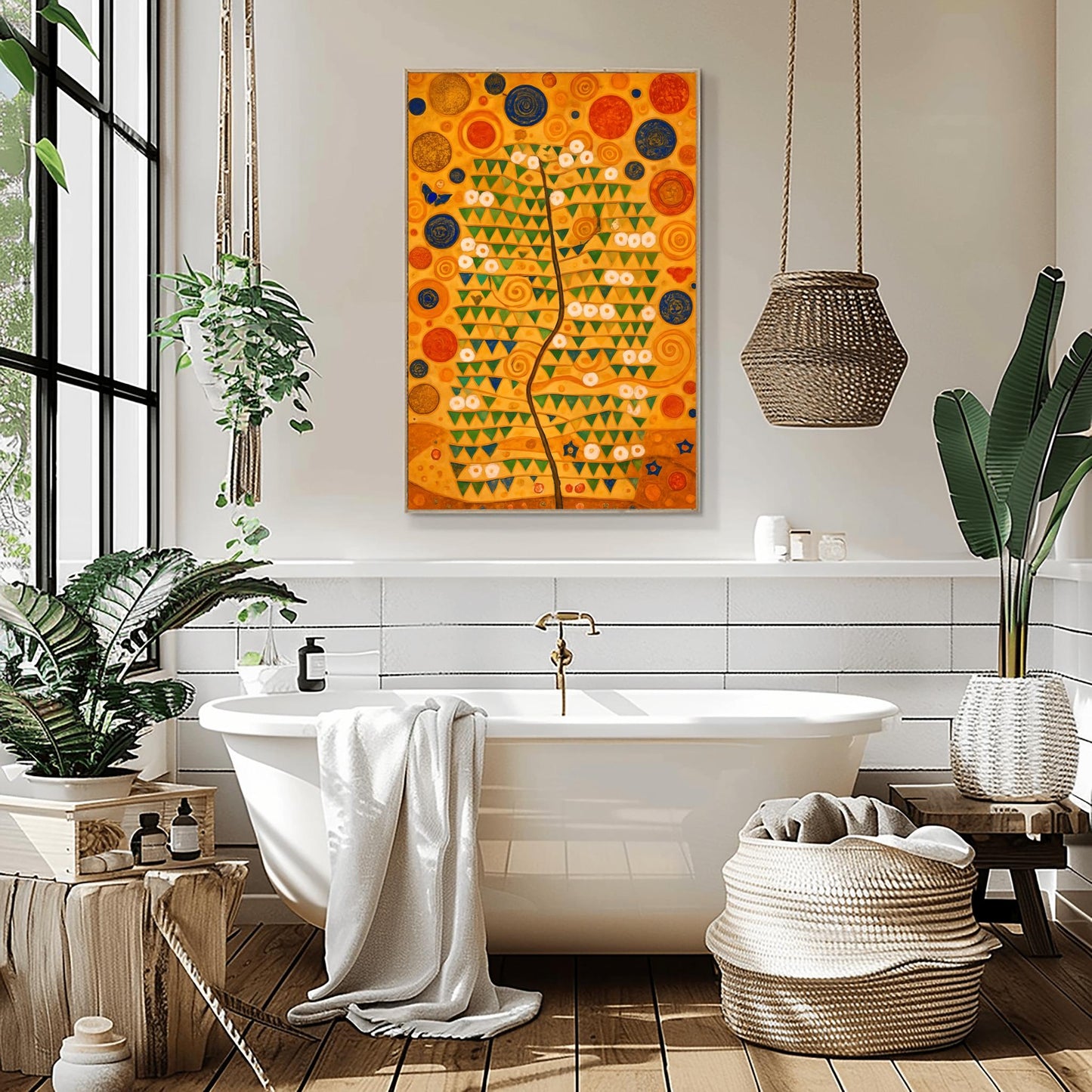 Gustav Klimt Tree of Life Poster, Art Nouveau Wall Decor, Golden Forest Print, Symbolist Whimsical Nature Painting for Home