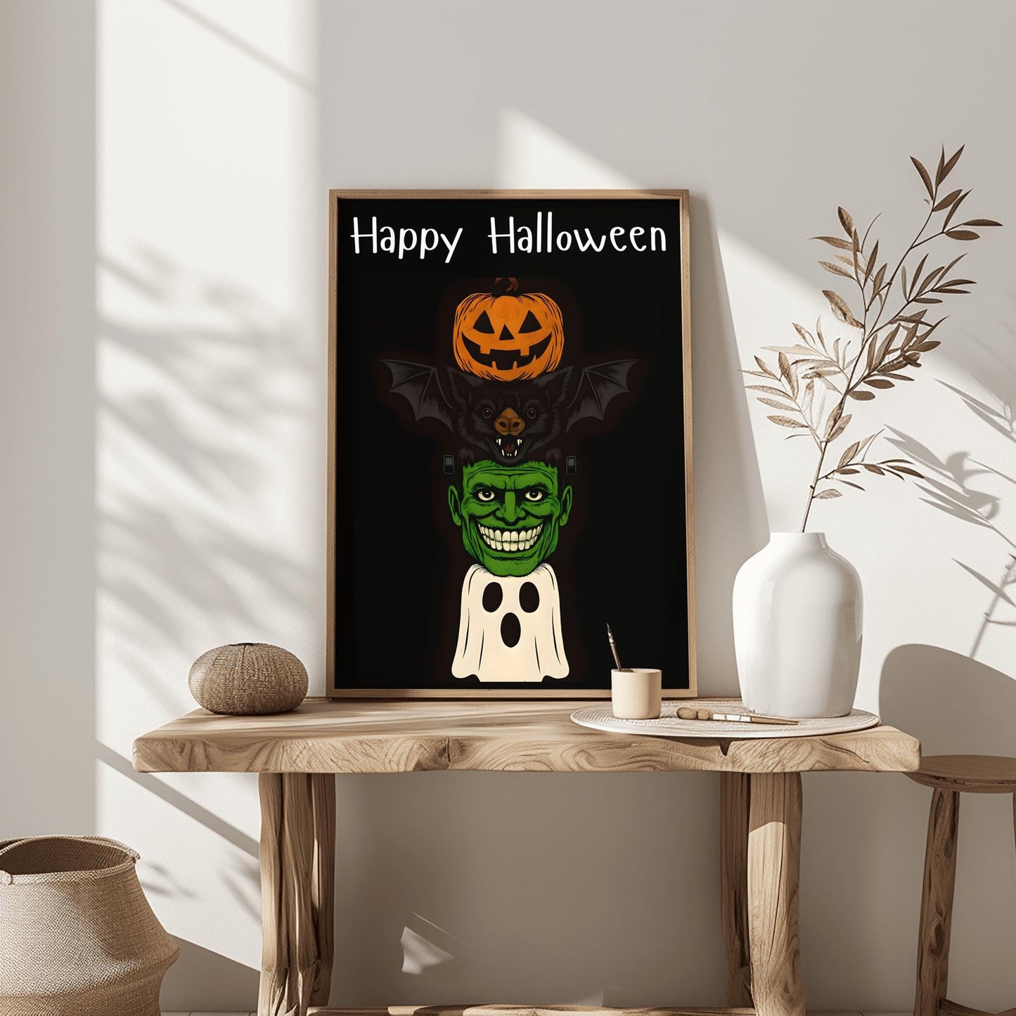 Halloween Wall Decor - Ghosts & Floral Print, Spooky Haunted Garden Art, Mystical Spirit Poster, Gothic Home Decoration
