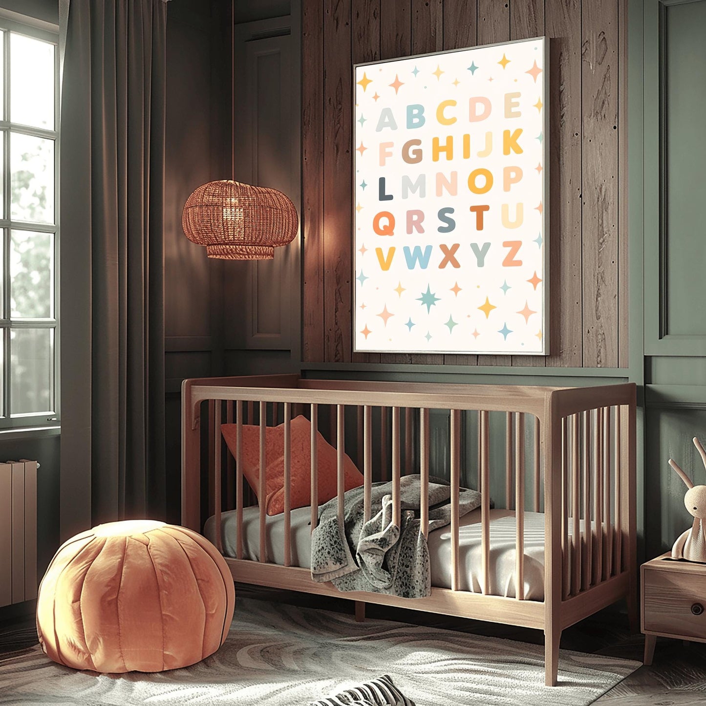Kids Room Decor Alphabet Wall Art - Pastel ABC Educational Print for Nursery, Playroom, Baby Shower Gift, Gender Neutral Art