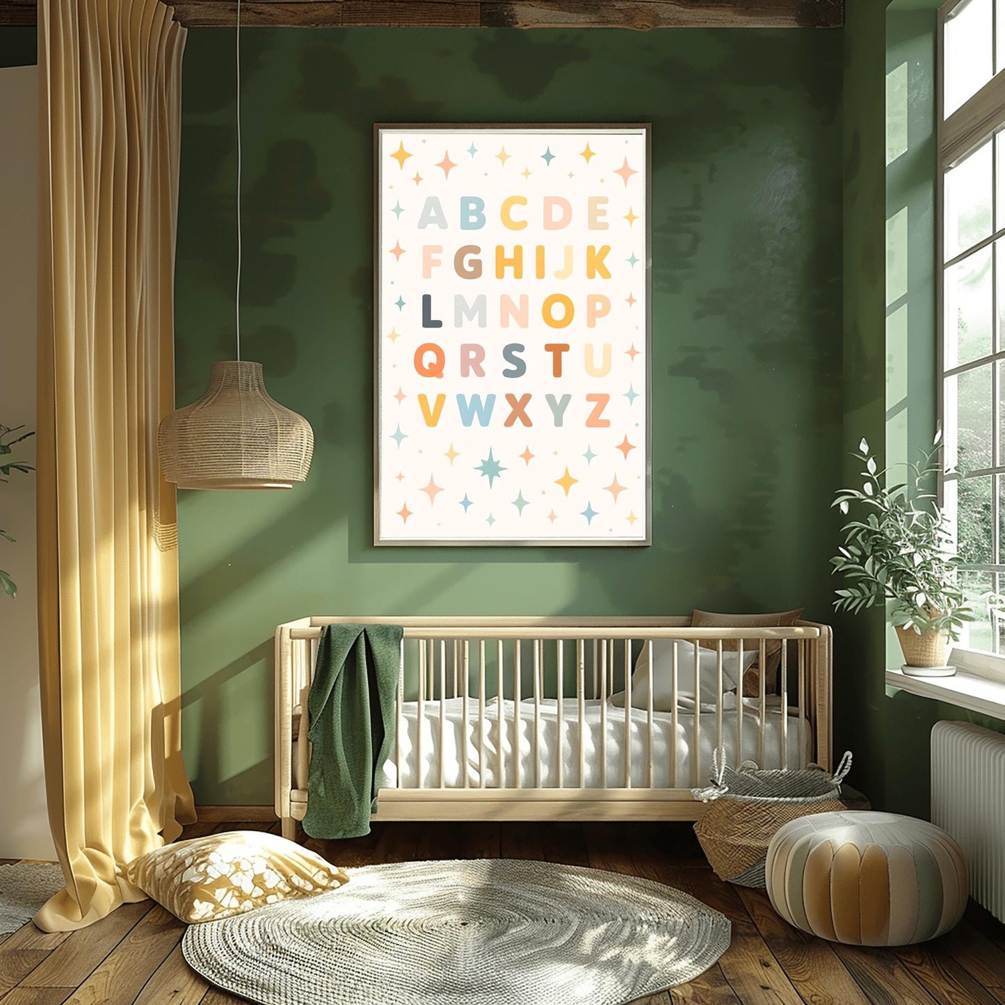 Kids Room Decor Alphabet Wall Art - Pastel ABC Educational Print for Nursery, Playroom, Baby Shower Gift, Gender Neutral Art