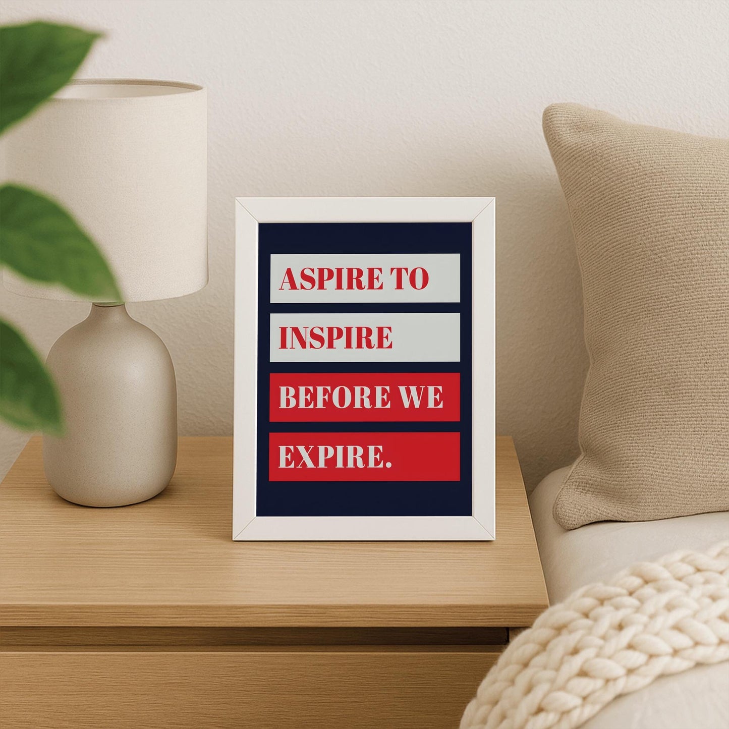 Aspire to Inspire Poster, Motivational Quote Art, Minimalist Office Decor, Dorm Room Wall Art, Inspiring Print