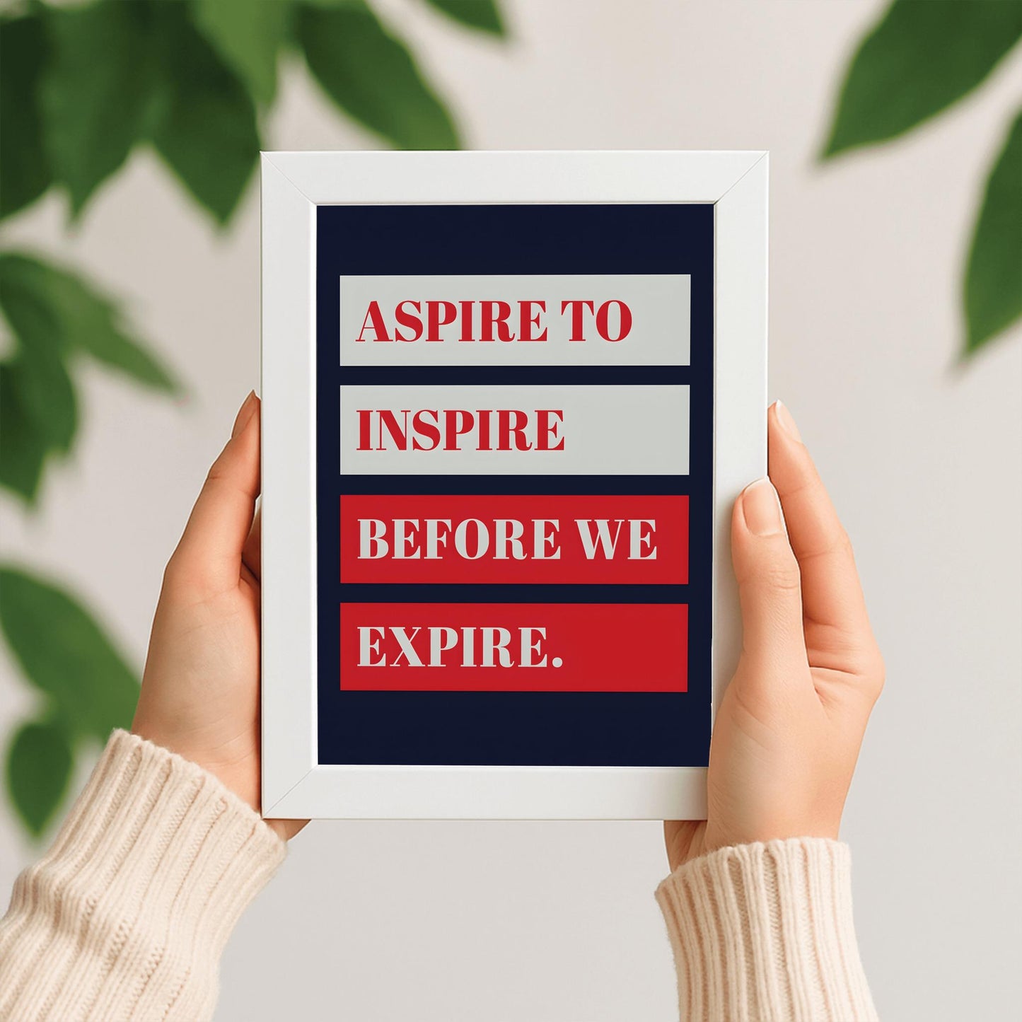 Aspire to Inspire Poster, Motivational Quote Art, Minimalist Office Decor, Dorm Room Wall Art, Inspiring Print
