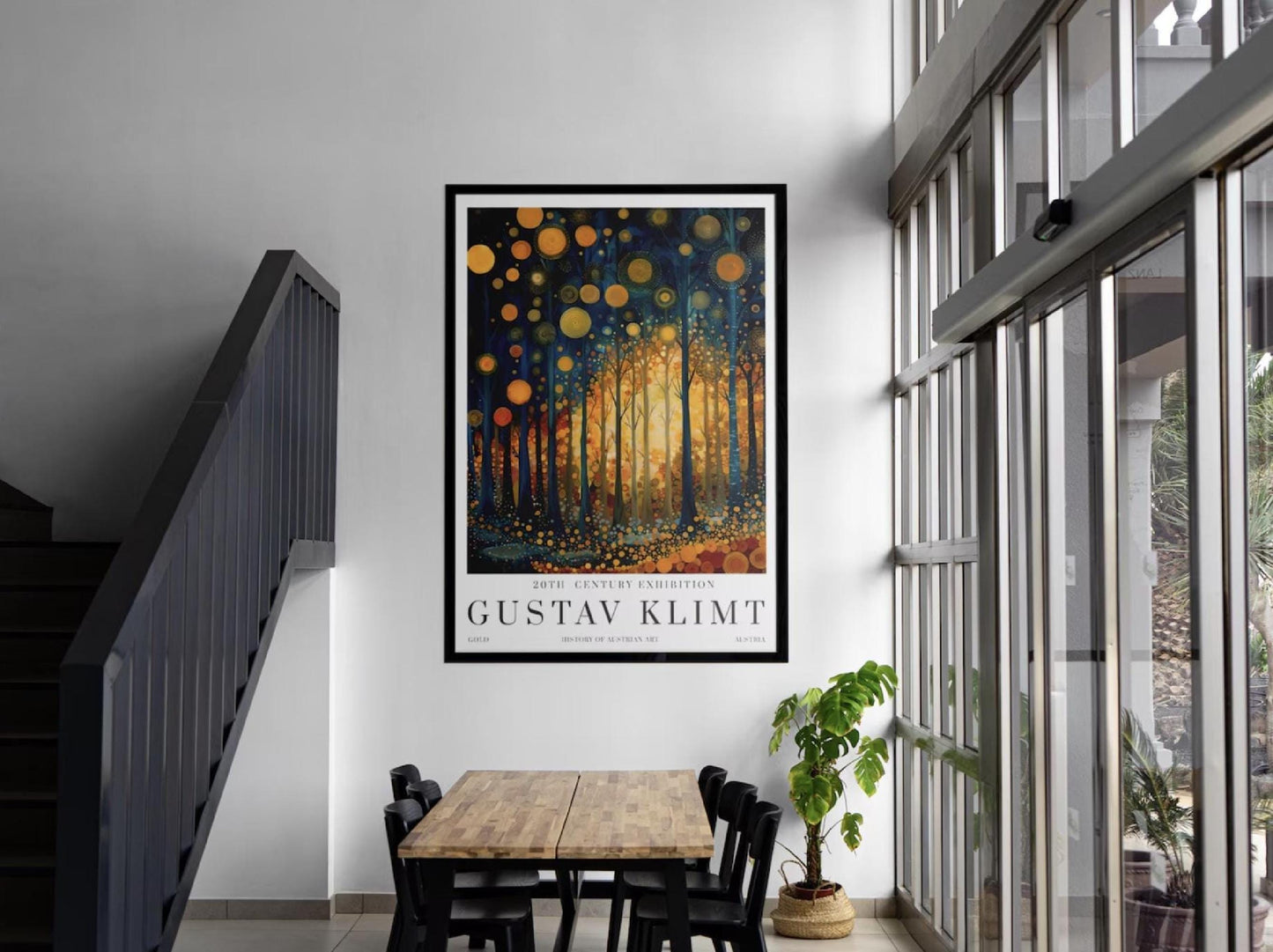 Gustav Klimt Poster Set of 3 – Art Nouveau Forest Prints, Golden Tree Wall Art, Earth Tone Gallery Wall Decor, Physical Posters for Rooms