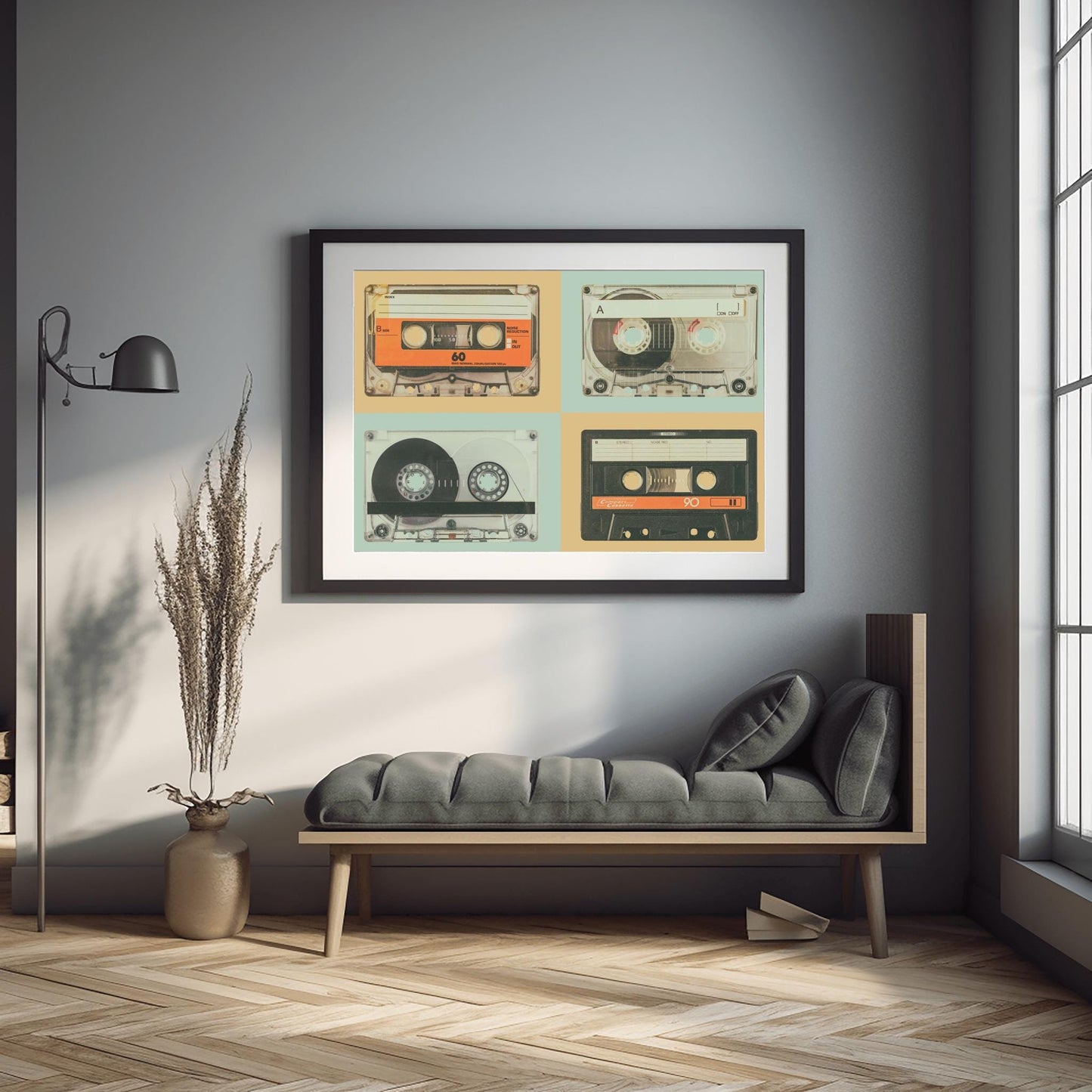 Retro Cassette Tape Art 80s Music Print Nostalgia Decor - Old School Tech