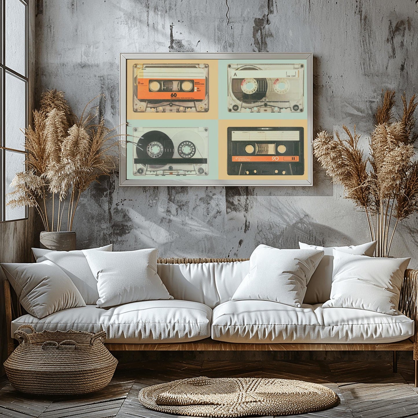 Retro Cassette Tape Art 80s Music Print Nostalgia Decor - Old School Tech