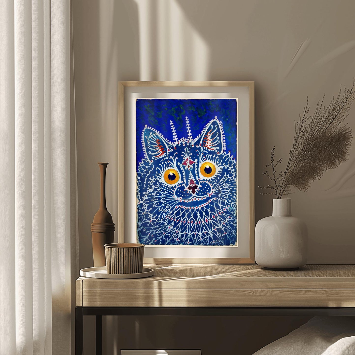 Louis Wain Cat Art Poster – Psychedelic Cat Wall Decor, Trippy Feline Artwork, Outsider Art Print for Cat Lovers & Art Collectors