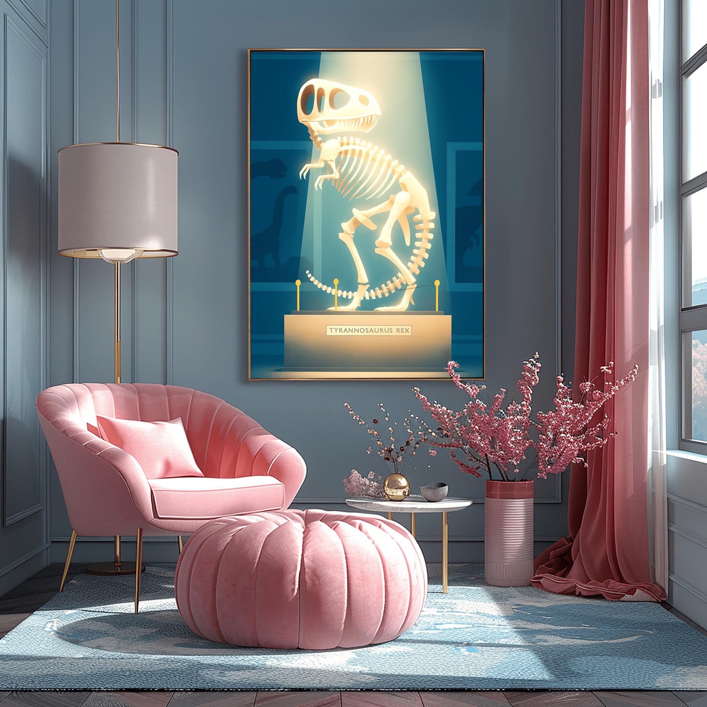 T-Rex Kids Room Poster, Tyrannosaurus Rex Dinosaur Wall Art, Museum Illustration Print, Educational Decor, Dino Lover Gift