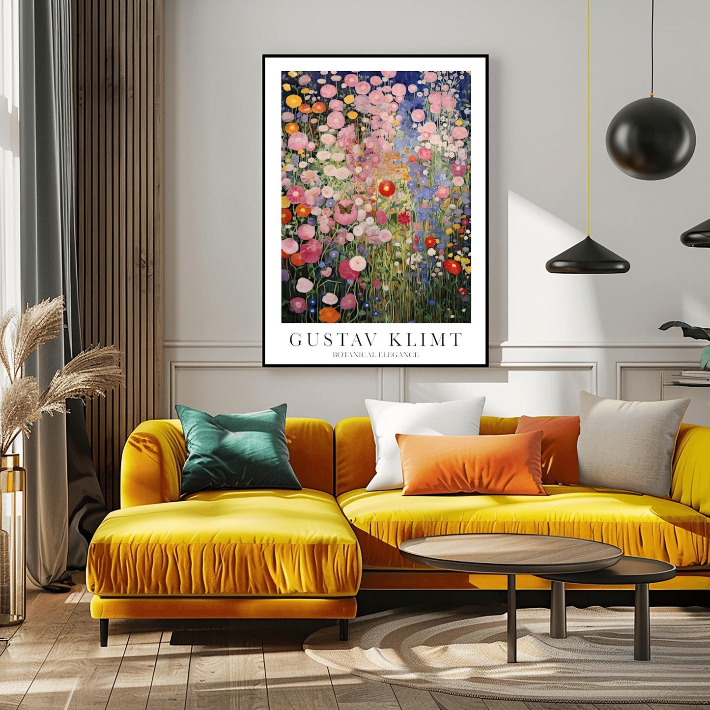 Gustav Klimt Print Flower Garden Poster - Klimt Museum & Exhibition Art, Single Butterfly Painting Wall Decor, Vibrant Meadow, Garden Poster