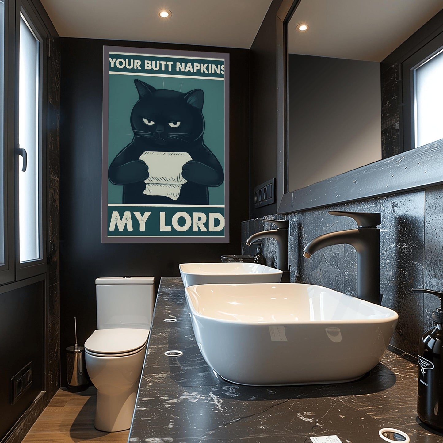 Funny Siamese Cat Art Print, Cat on Toilet Bathroom Decor, Quirky Pet Lover Gift, Humorous Reading Cat Poster, Unique Wall Art