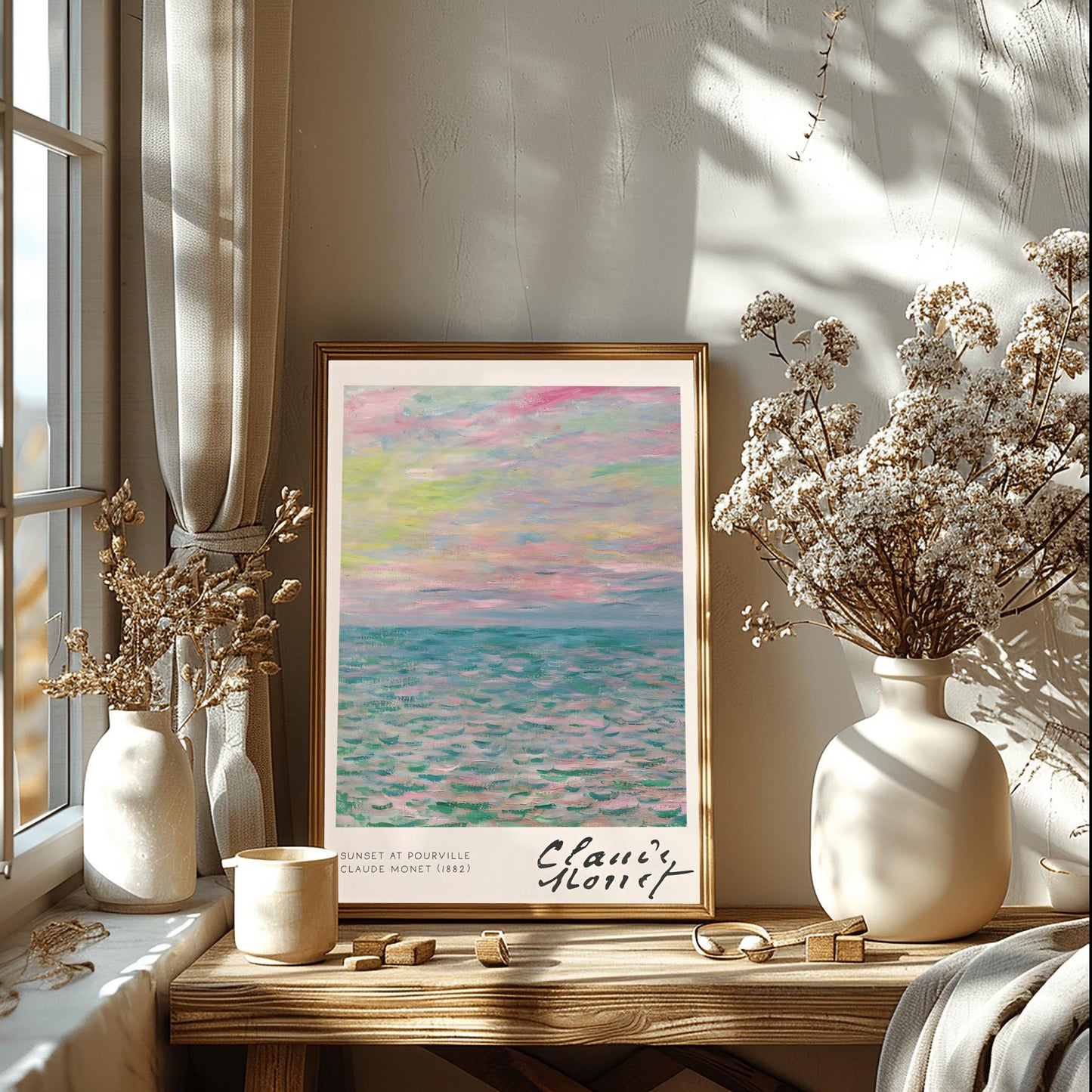 Monet Print Sunset at Pourville, Claude Monet Seascape Painting, Impressionist Wall Art, Classic Art Poster, Vibrant Sunset Decor, Art Gift