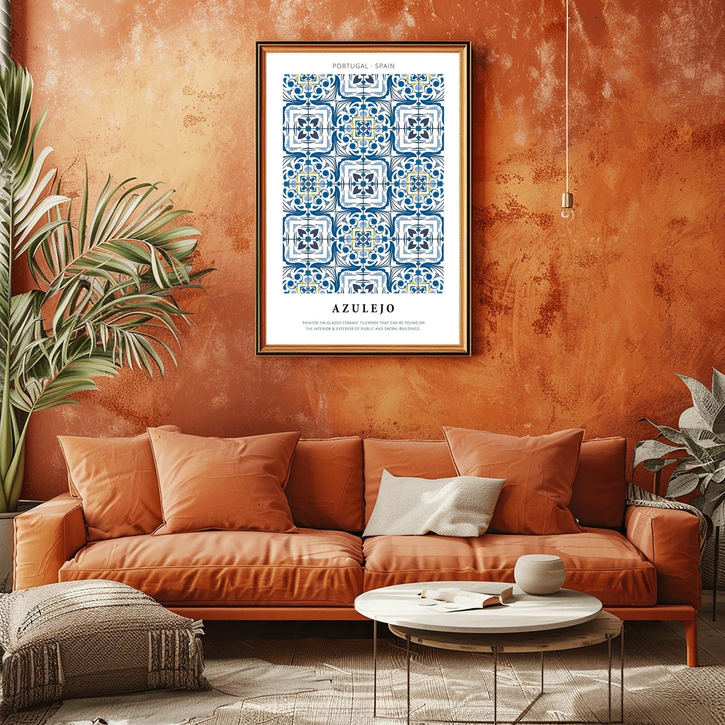 Azulejo Tilework Poster, Portuguese Tile Print, Blue and White Spanish Decor, Traditional Tile Art, Mediterranean Decor Pattern Wall Art