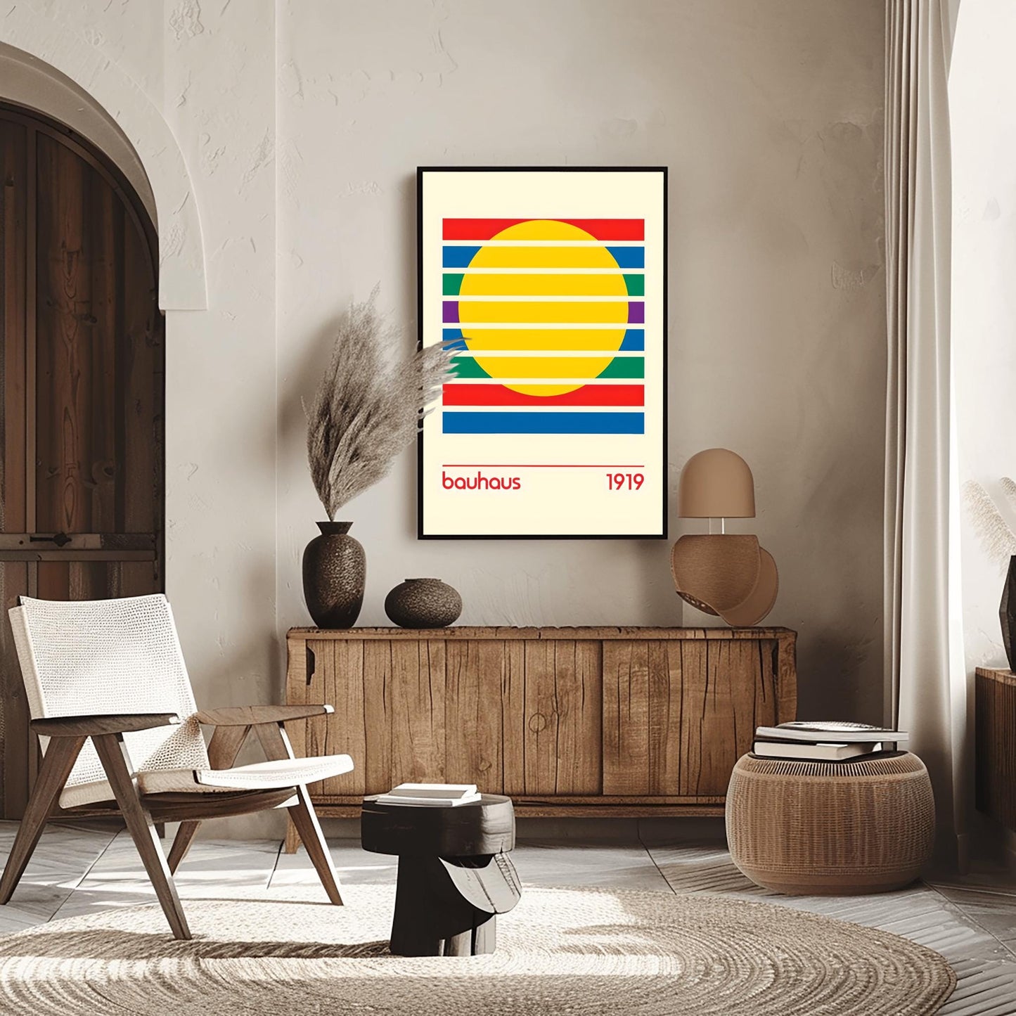 Bauhaus Poster, Minimalist Art Print, Geometric Wall Art, Modernist Design, Bauhaus 1919 Print, Abstract Mid-Century Decor