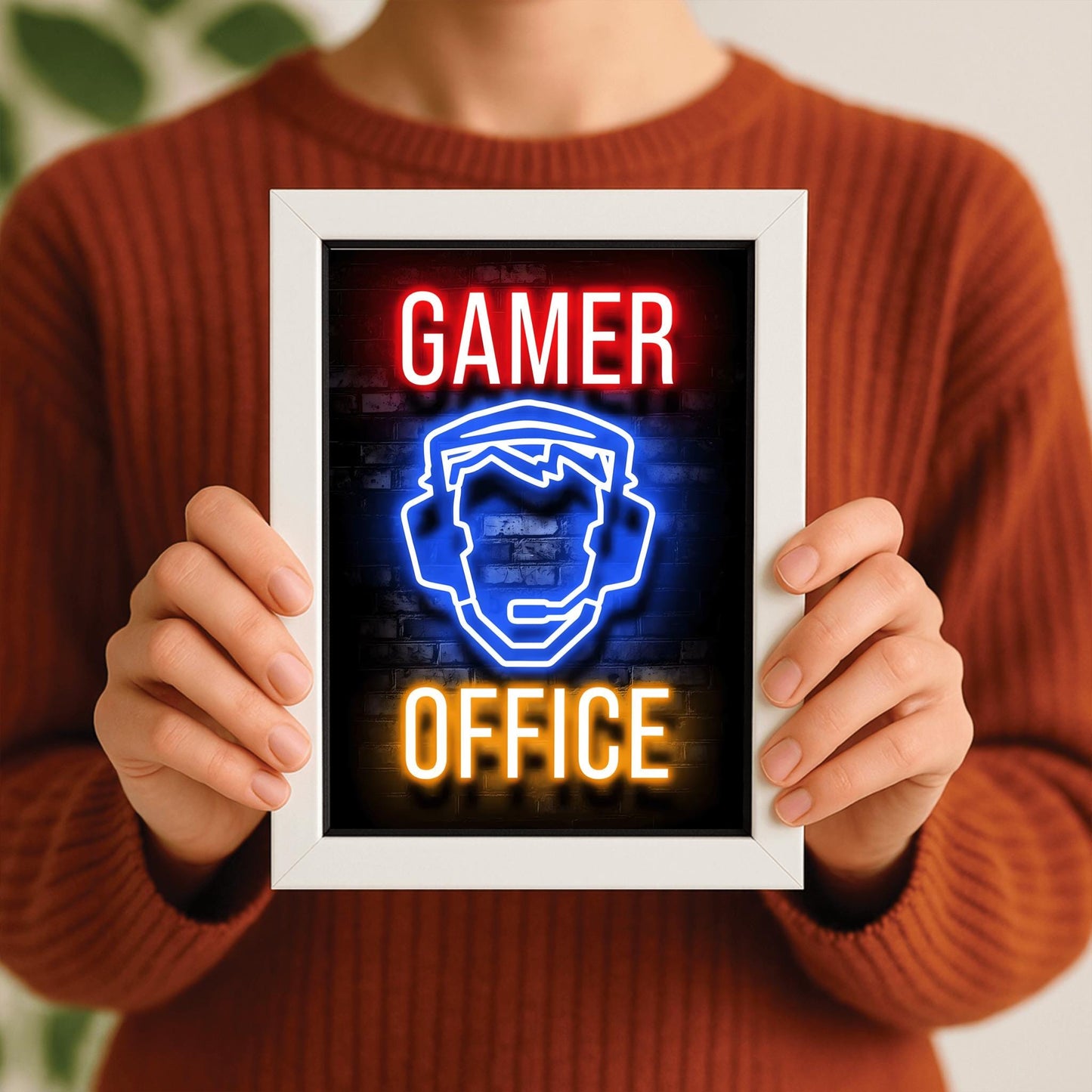 Gamer Poster Neon Sign Print – Gaming Room Wall Art, Man Cave & Boys Bedroom Decor, Streamer Gift