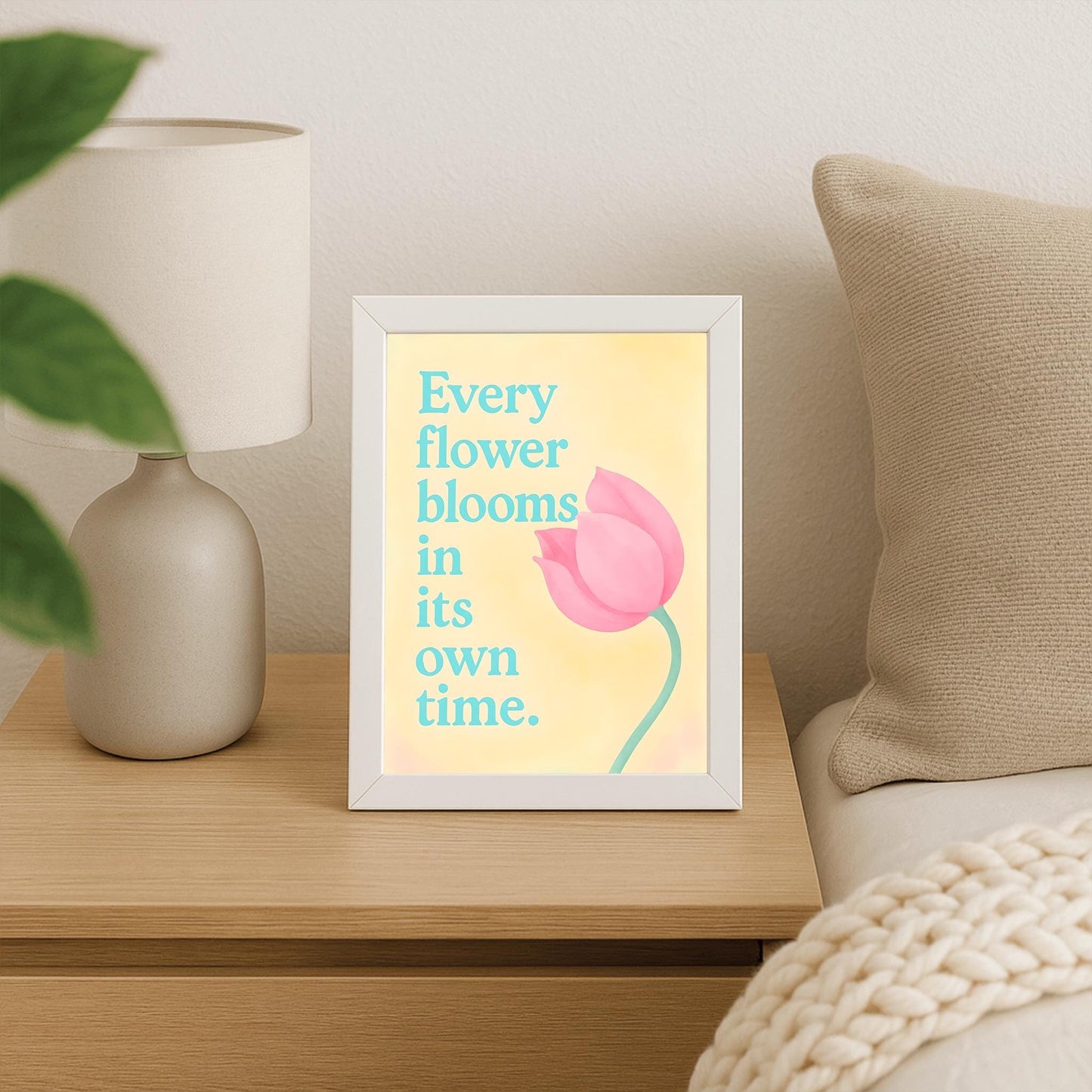 Every Flower Blooms... Motivational Poster, Inspirational Quote Art, Tulip Print, Self Care Decor, Bedroom Wall Art