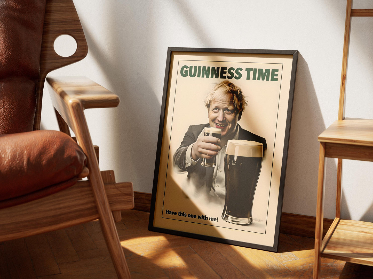 Boris Johnson Guinness Poster Print - Political Satire Wall Art - UK Prime Minister Pub Decor - Beer Lover Gift - Quirky Humour Print
