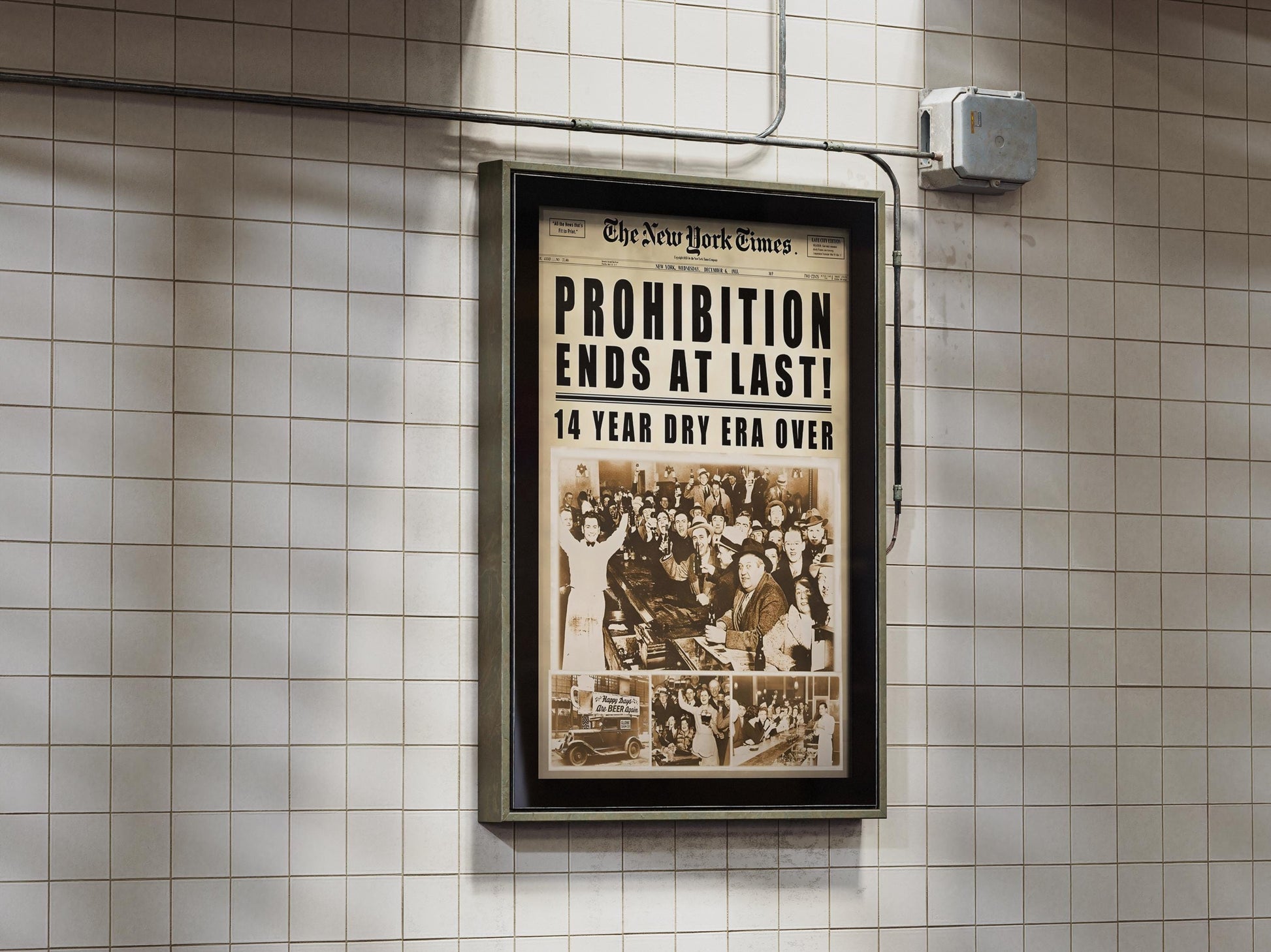 End of Prohibition Wall Art Vintage Newspaper Print - Retro Alcohol Speakeasy Poster Man (view 5)