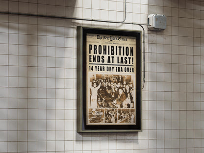 End of Prohibition Wall Art Vintage Newspaper Print - Retro Alcohol Speakeasy Poster Man (view 5)