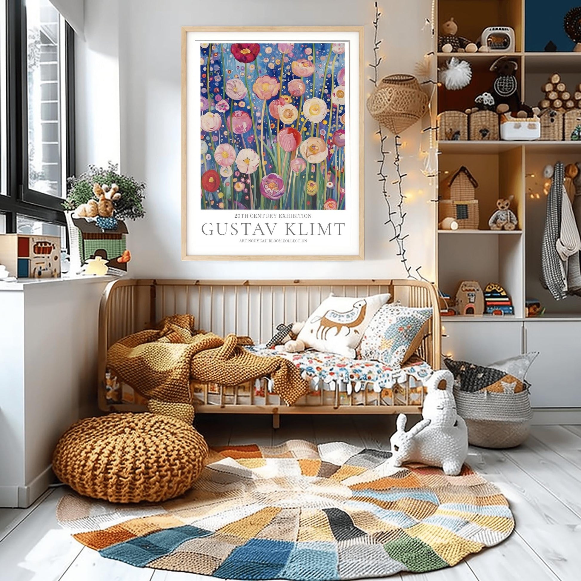 Gustav Klimt Floral Print - Klimt Museum & Exhibition Poster, Flower Garden Art, Classic Gustav Klimt Painting Wall Decor.
