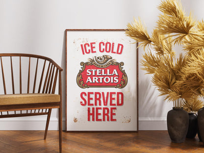 Stella Artois Beer Print, Frosted Pint Wall Art, Lager Poster, Bar Decor, Man Cave Gift, Kitchen Beer Lovers Print, Pub Art, Drink Art