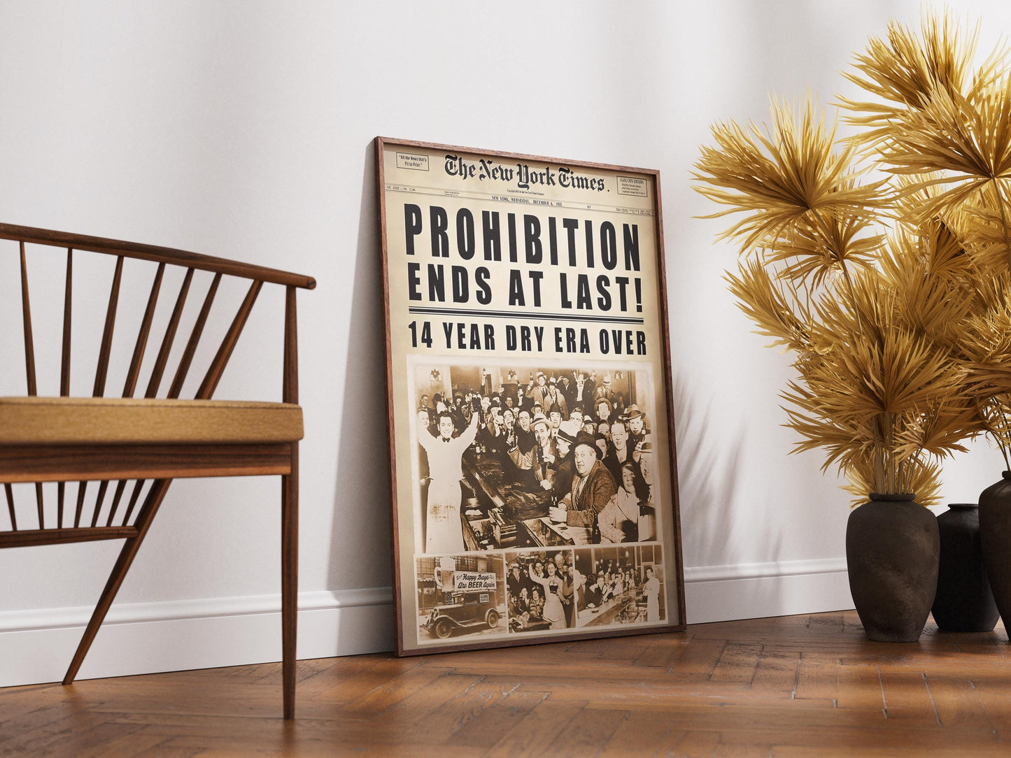 End of Prohibition Wall Art Vintage Newspaper Print - Retro Alcohol Speakeasy Poster Man (view 7)