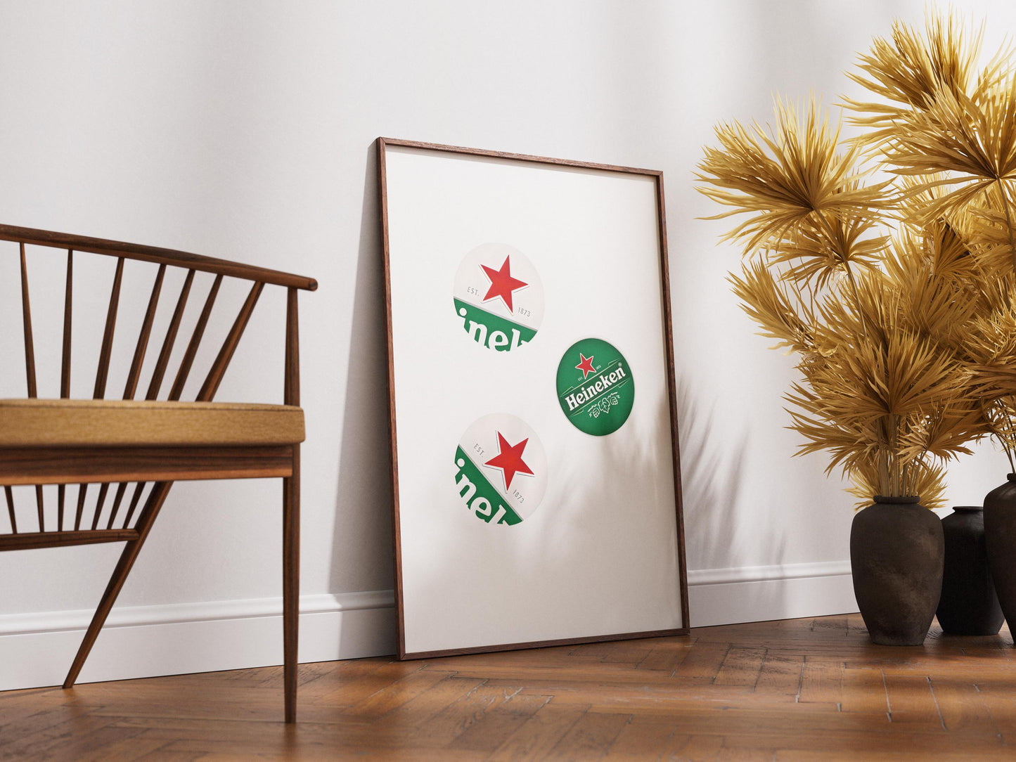 Heineken Bottle Caps Print - Green Beer Wall Art for Man Cave, Modern Bar Decor & Beer Lover Gift Poster