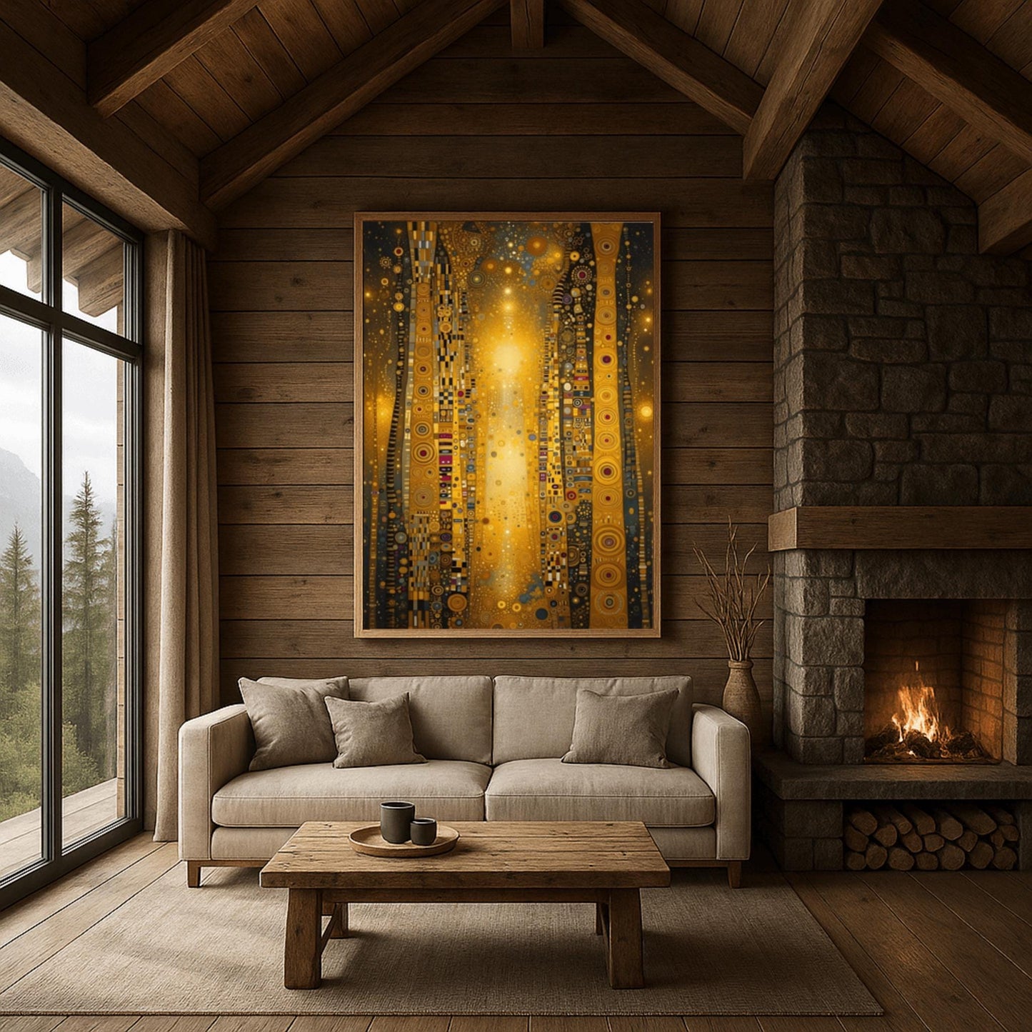 Gold Mosaic Wall Art: Gustav Klimt Inspired Abstract (Multiple Sizes)