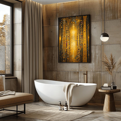 Gold Mosaic Wall Art: Gustav Klimt Inspired Abstract (Multiple Sizes)