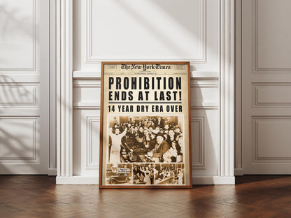 End of Prohibition Wall Art Vintage Newspaper Print - Retro Alcohol Speakeasy Poster Man (view 3)