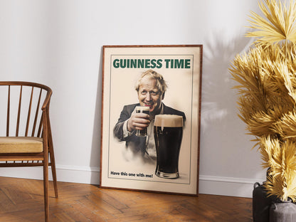 Boris Johnson Guinness Poster Print - Political Satire Wall Art - UK Prime Minister Pub Decor - Beer Lover Gift - Quirky Humour Print