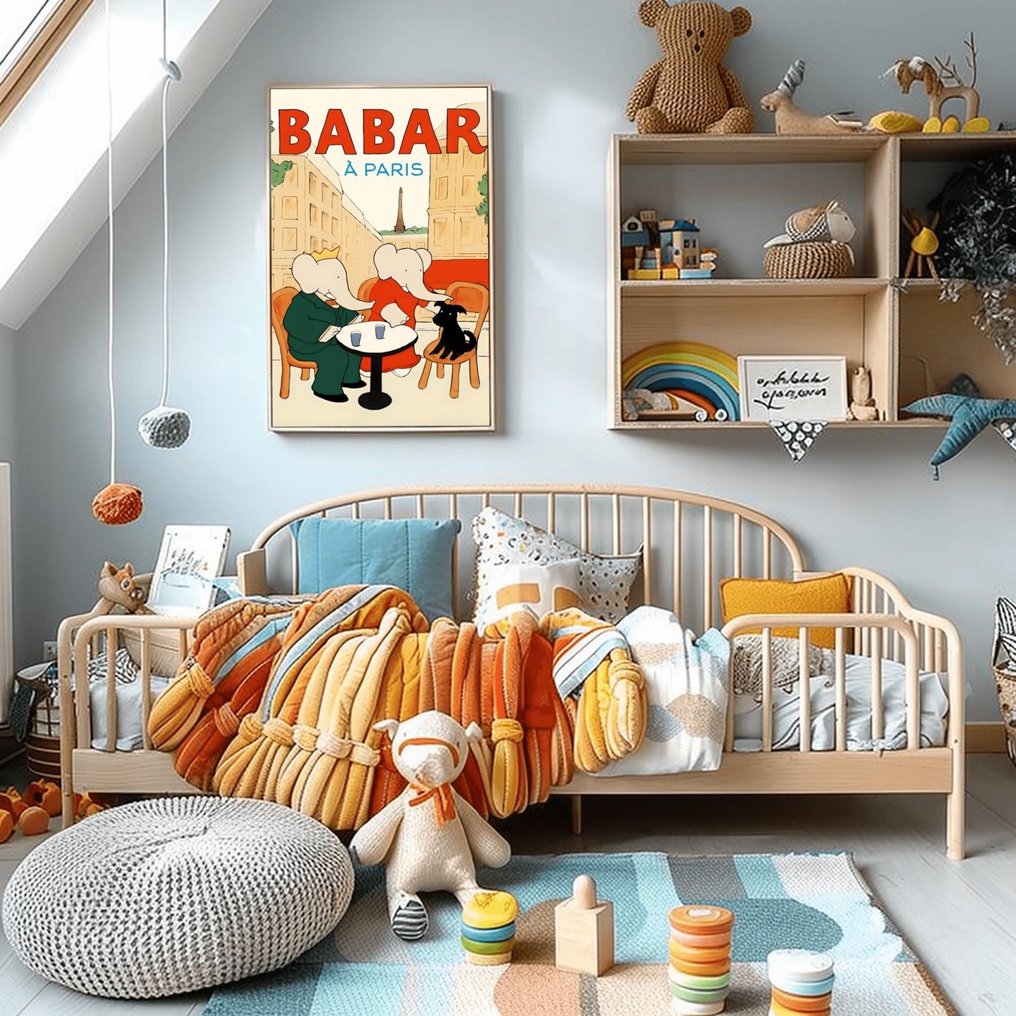 Babar the Elephant Print: Retro Nursery Decor, Kids Room Art