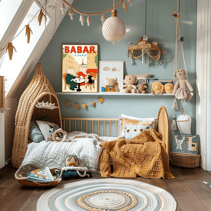 Babar the Elephant Print: Retro Nursery Decor, Kids Room Art