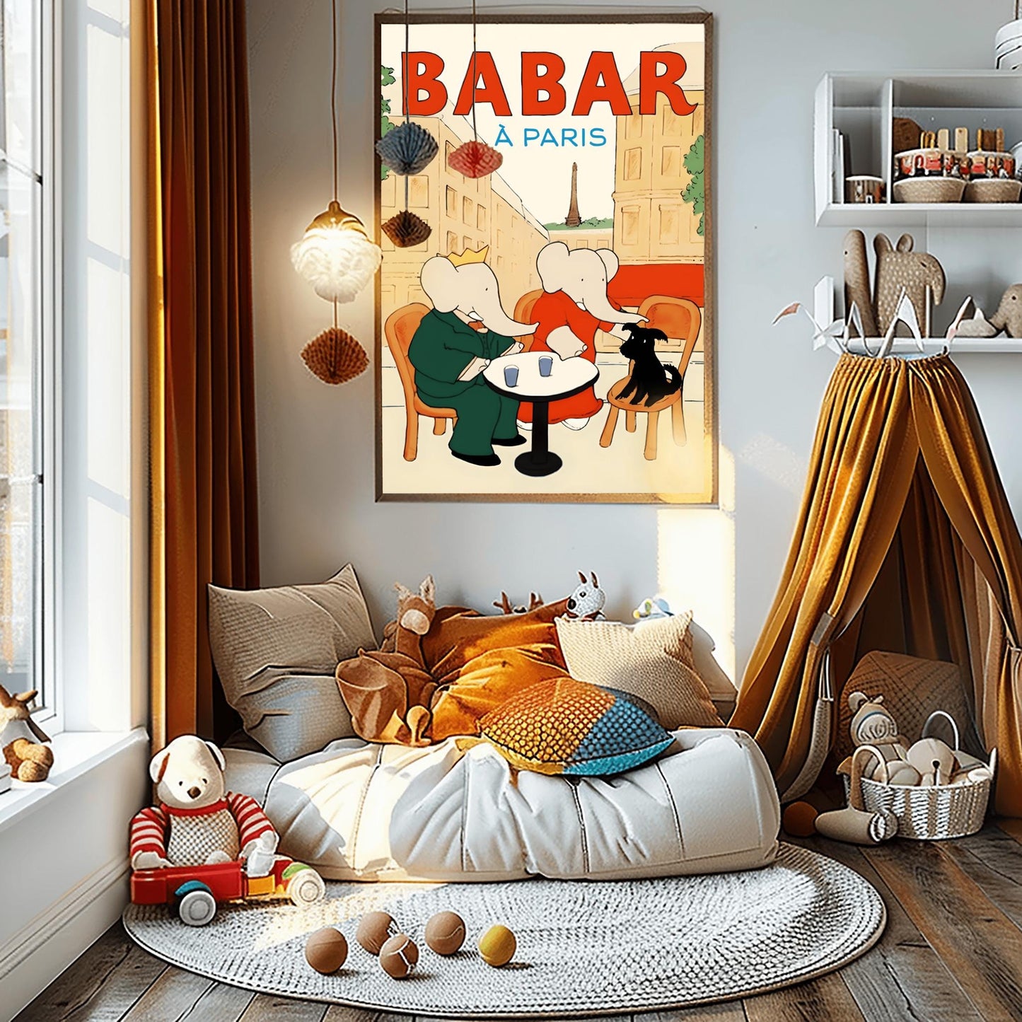 Babar the Elephant Print: Retro Nursery Decor, Kids Room Art