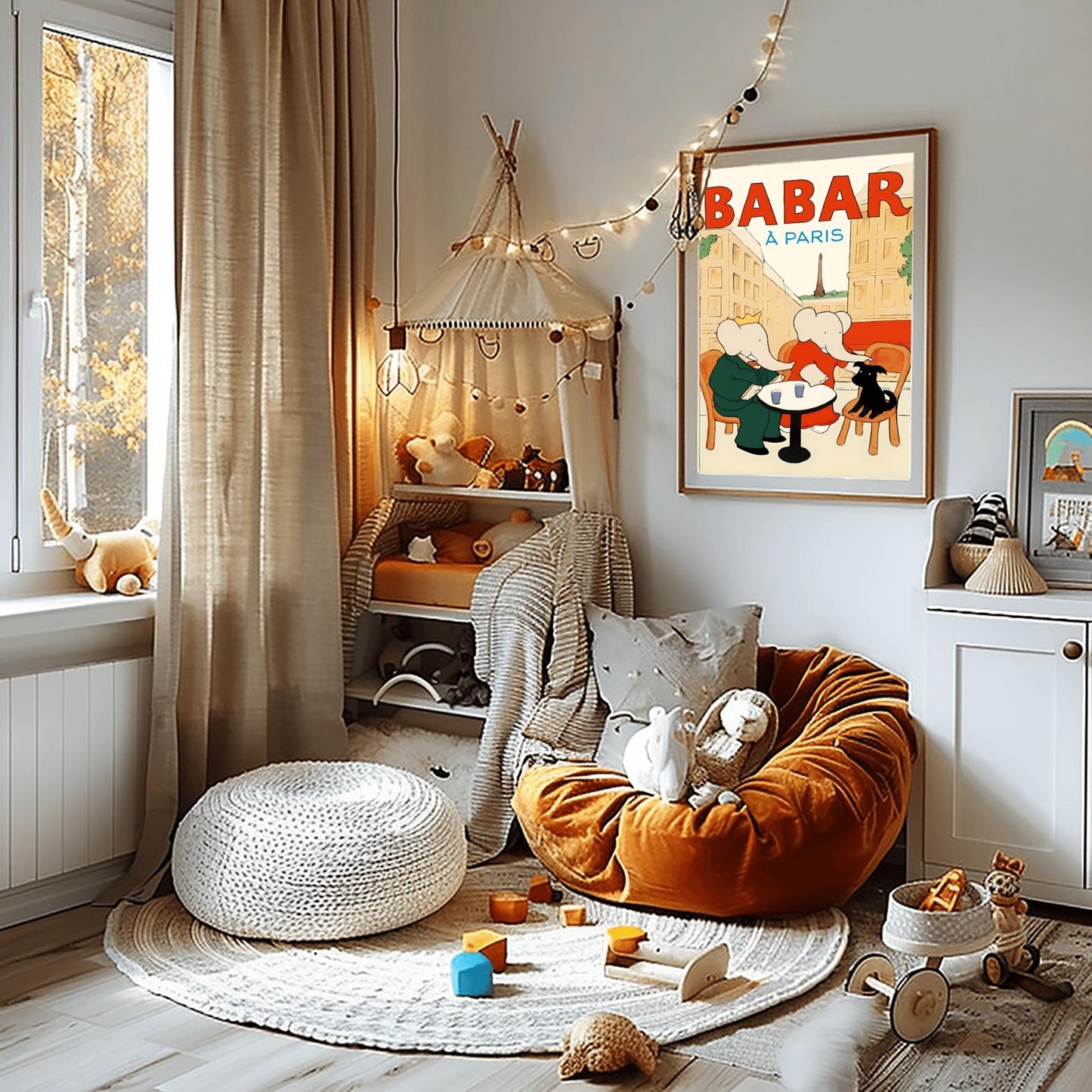Babar the Elephant Print: Retro Nursery Decor, Kids Room Art