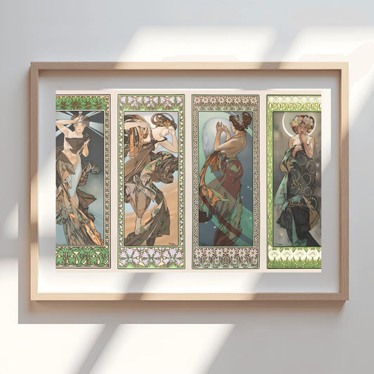 Alfons Mucha 'The Moon and the Stars' Art Print Set, Art Nouveau Poster, Vintage Decor