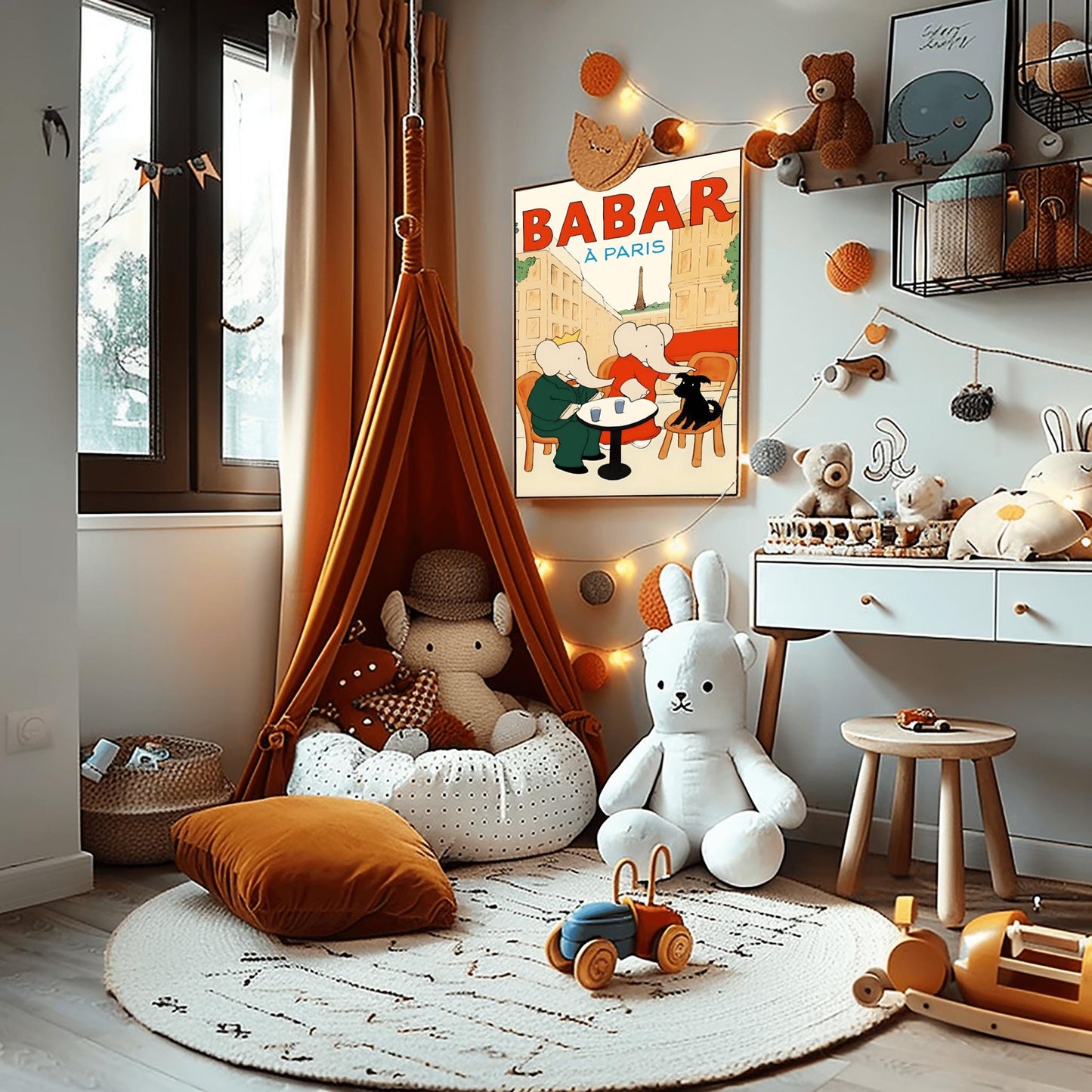 Babar the Elephant Print: Retro Nursery Decor, Kids Room Art