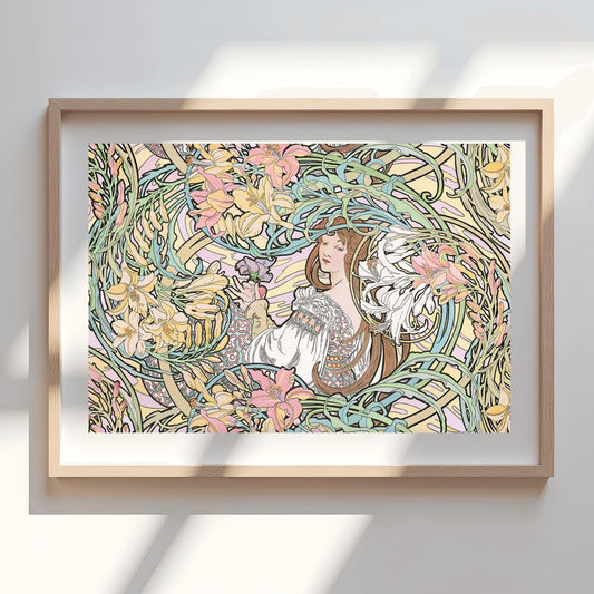 Alfons Mucha 'Language of Flowers' Print, Art Nouveau Floral Wall Art, Vintage Decor