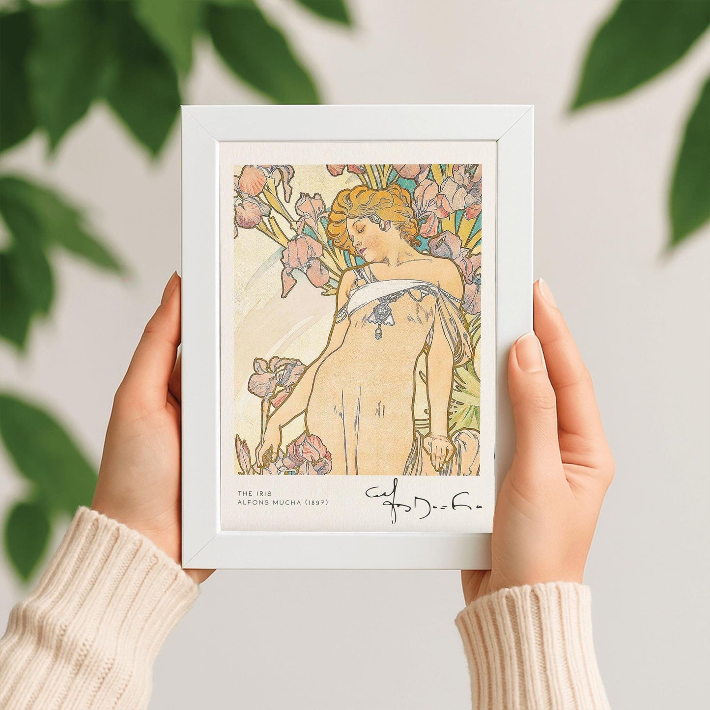 Alfons Mucha 'The Iris' Poster, Art Nouveau Floral Print, Elegant Vintage Wall Art
