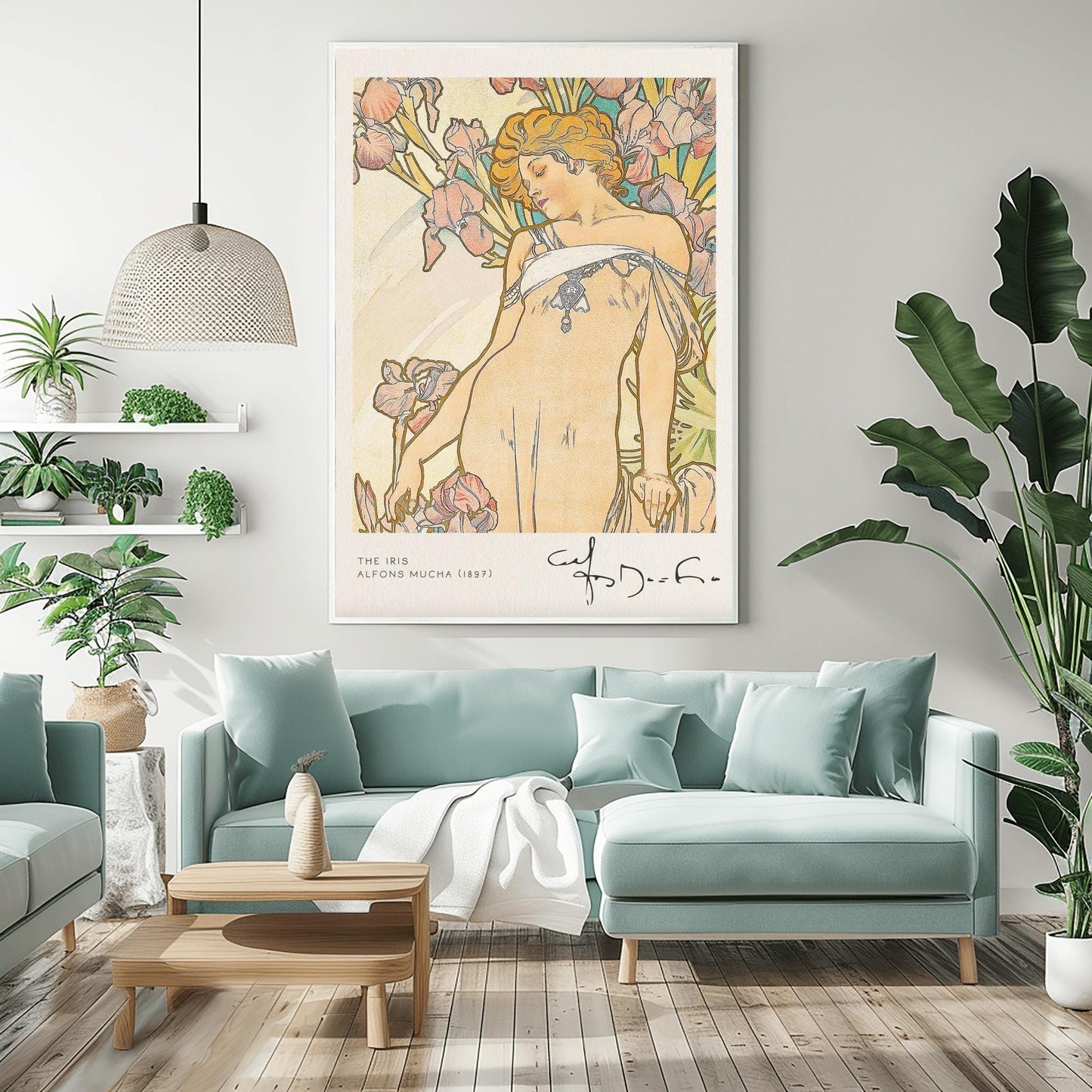 Alfons Mucha 'The Iris' Poster, Art Nouveau Floral Print, Elegant Vintage Wall Art