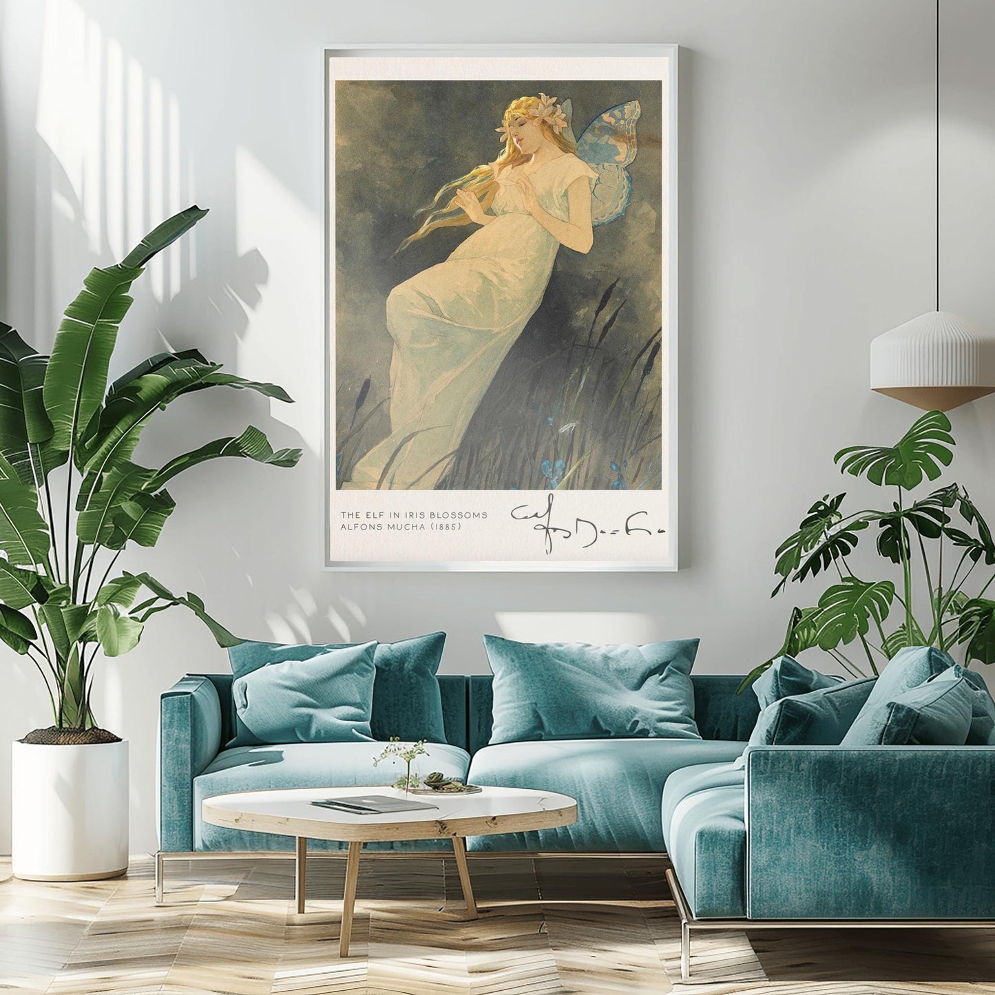 Alfons Mucha 'The Elf in Iris Blossoms' Poster, Art Nouveau Fairy Print, Vintage Wall Art