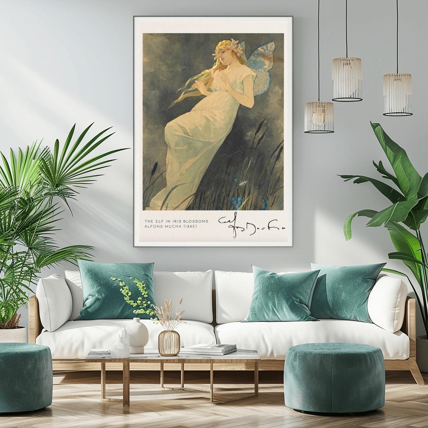 Alfons Mucha 'The Elf in Iris Blossoms' Poster, Art Nouveau Fairy Print, Vintage Wall Art