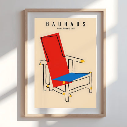 Gerrit Rietveld Bauhaus Chair Poster, De Stijl Art Print, Mid-Century Modern Wall Art, Minimalist Decor