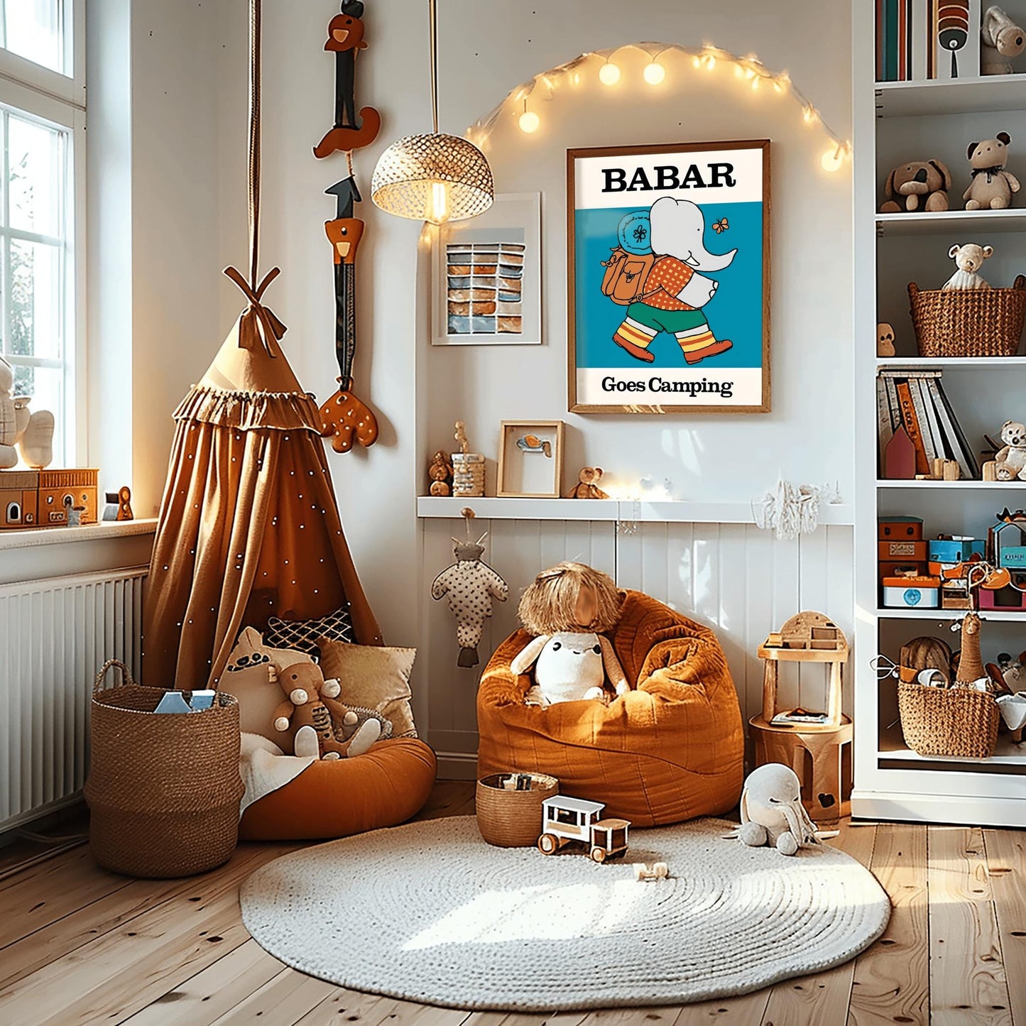 Babar the Elephant Print: Retro Nursery Decor, Kids Room Art