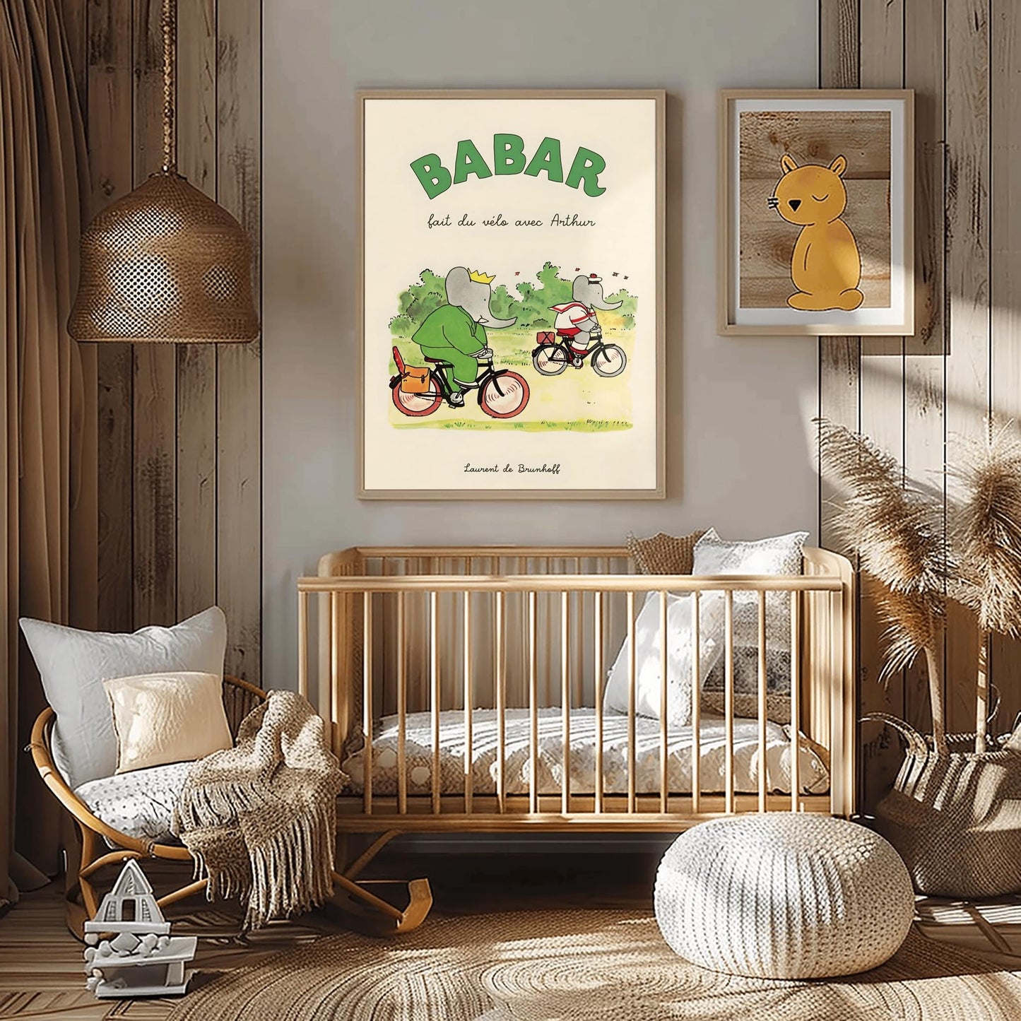 Babar the Elephant Print: Retro Nursery Decor, Kids Room Art