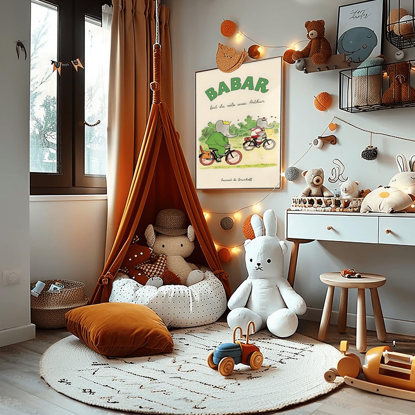 Babar the Elephant Print: Retro Nursery Decor, Kids Room Art
