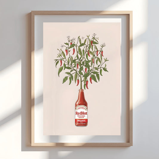 Frank's Hot Sauce Chili Plant Art Print: Unique Kitchen Decor, Foodie Gift